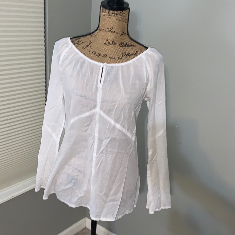 Talbots sheer bell sleeve blouse size 10